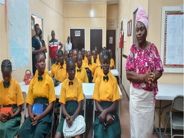 Firestone Liberia’s Education Manager Marcia Edwards speaking to the Students on Firestone Schools operations  