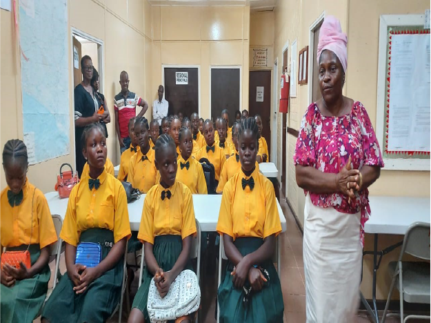 Firestone Liberia’s Education Manager Marcia Edwards speaking to the Students on Firestone Schools operations Firestone Liberia’s Education Manager Marcia Edwards speaking to the Students on Firestone Schools operations