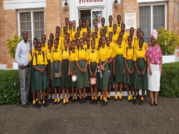 Firestone Liberia Junior High female honor students at Firestone’s Central Offices in Harbel