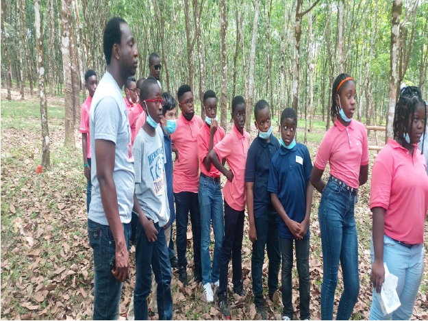 Students of the Heritage International Academy Students of the Heritage International Academy viewing a tapping demo at Firestone Liberia