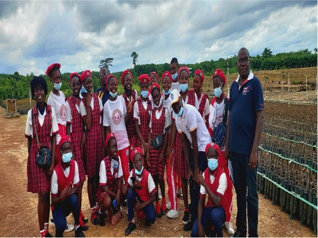 Students of the Elizabeth Sele-Mulbah Institute visiting the Firestone Liberia Nursery 