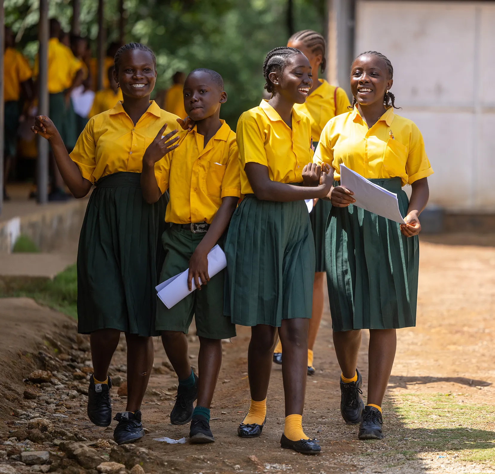 group of students walking